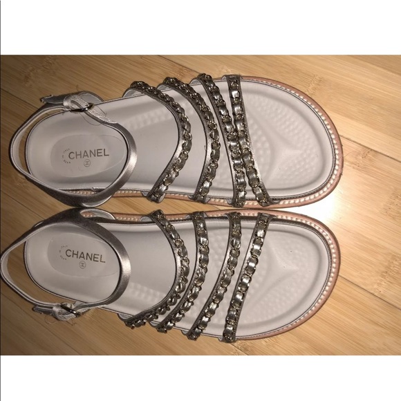 CHANEL Shoes - Chanel Gold Chain Sandals